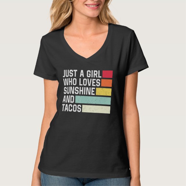 Bara en flicka som Kärlek solshine och Tacos Retro T Shirt (Framsida)