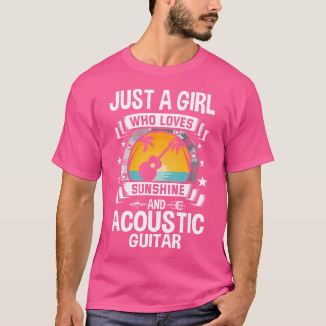 Bara en flicka som Kärlek solsken och akustisk git T Shirt (Framsida)