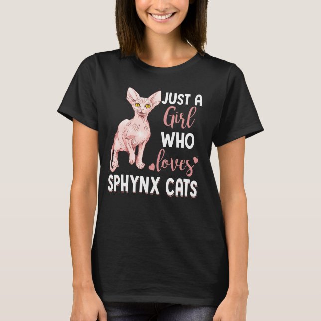 Bara en flicka som Kärlek Sphynx Cats Funny Cat Pa T Shirt (Framsida)
