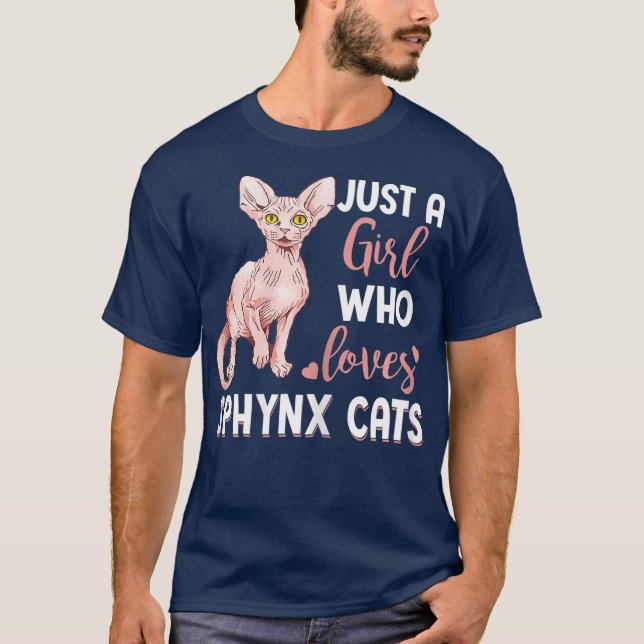 Bara en flicka som Kärlek Sphynx Cats Funny Cat T Shirt (Framsida)