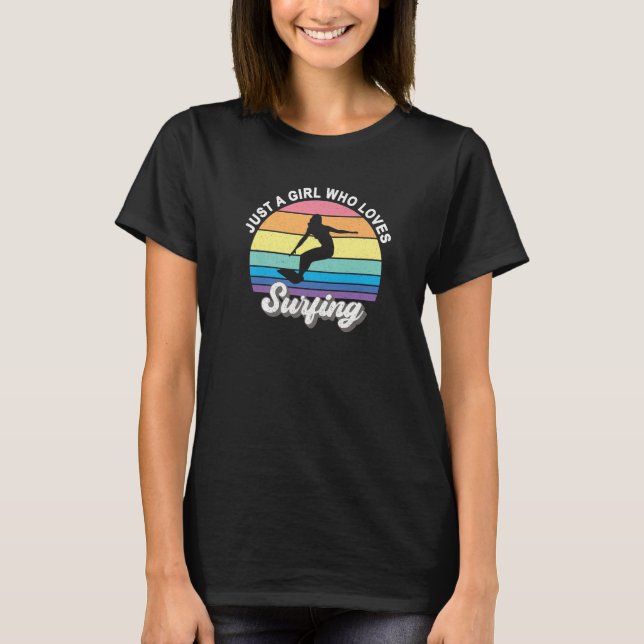 Bara en flicka som Kärlek surfing Surfer Girl Cute T Shirt (Framsida)