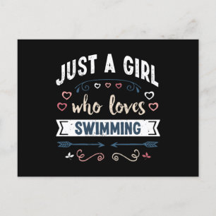 Bara en flicka som kärlek Swimming Funny Gifts Vykort