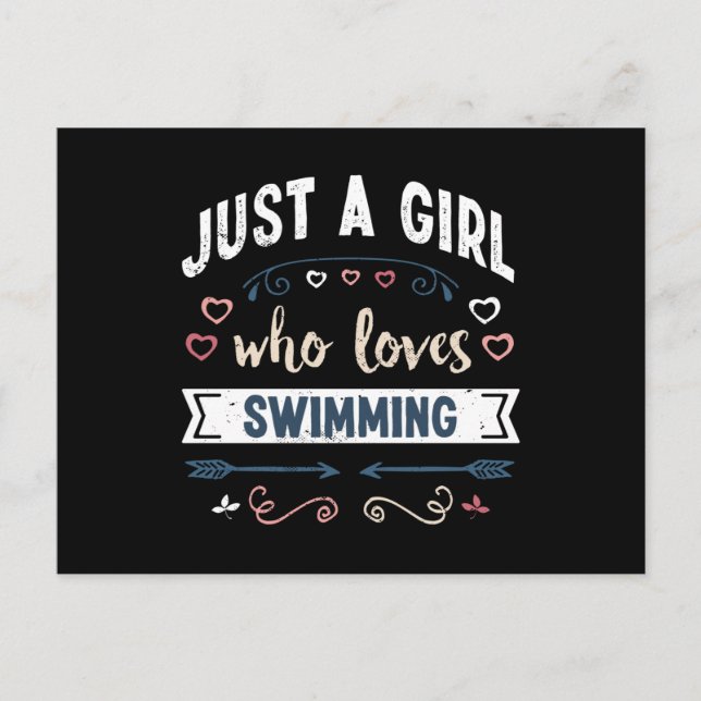 Bara en flicka som kärlek Swimming Funny Gifts Vykort (Framsida)
