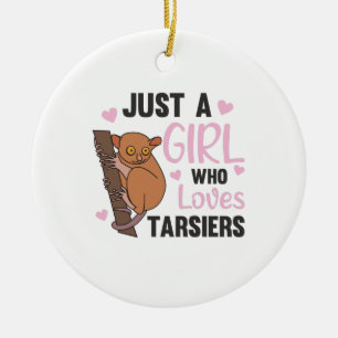 Bara en flicka som Kärlek Tarsiers Cute Monkey Julgransprydnad Keramik