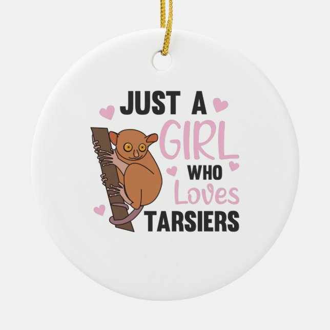 Bara en flicka som Kärlek Tarsiers Cute Monkey Julgransprydnad Keramik (Framsidan)