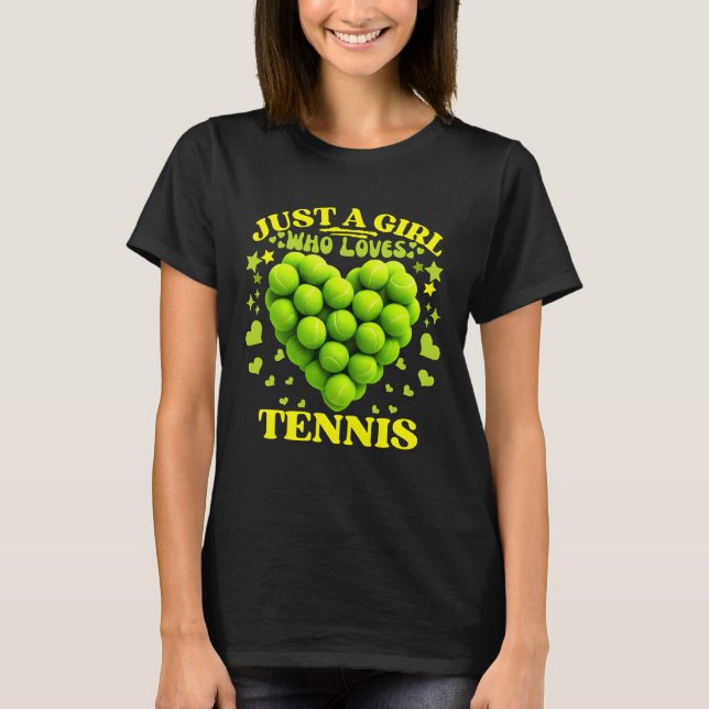 Bara en flicka som kärlek tennis tennis t shirt (Framsida)