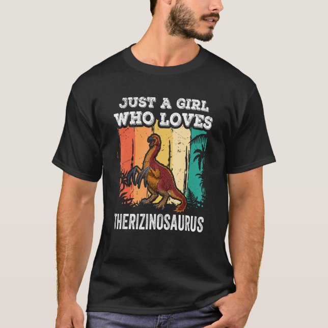 Bara en flicka som Kärlek Therizinosaurus Dinosaur T Shirt (Framsida)