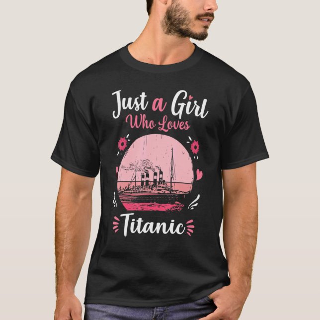Bara en flicka som Kärlek Titanic Rosa Retro Vinta T Shirt (Framsida)
