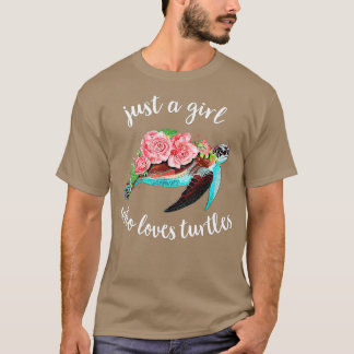 Bara en flicka som Kärlek Turtles Blommigt Sea Tur T Shirt