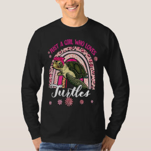Bara en flicka som Kärlek Turtles Cute Blommigt Ra T Shirt
