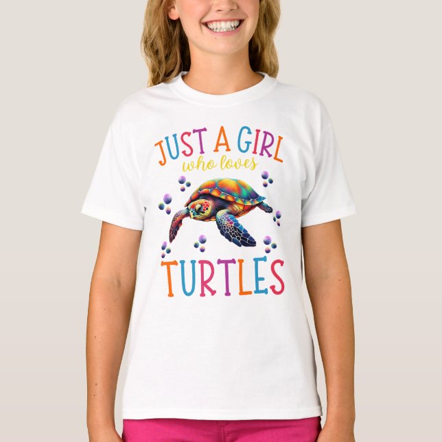 Bara en flicka som Kärlek Turtles, Cute Groovy Tur T Shirt (Framsida)