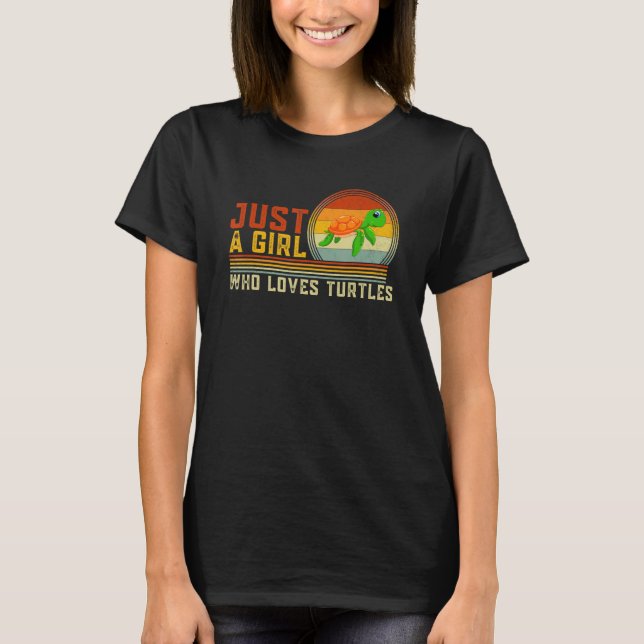 Bara en flicka som Kärlek Turtles Cute Turtle Anim T Shirt (Framsida)