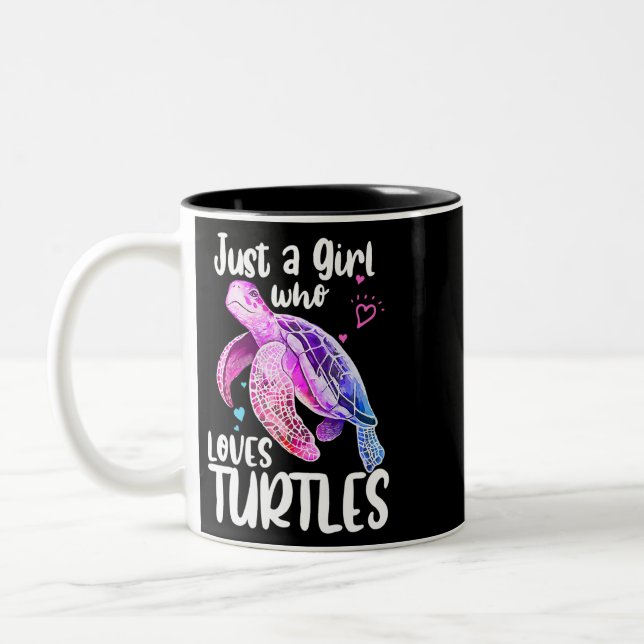Bara en flicka som Kärlek Turtles Cute Turtle Girl Två-Tonad Mugg (Vänster)