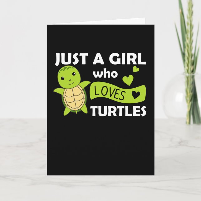 Bara en flicka som Kärlek Turtles - söt Turtle Kort (Framsida)