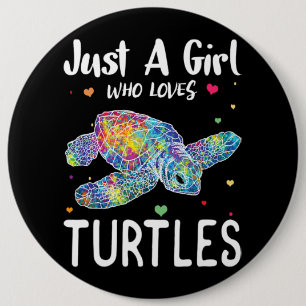 Bara en flicka som Kärlek Turtles Watercolor Sea O Knapp