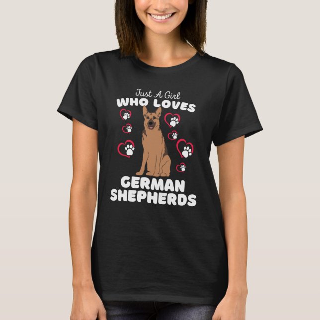 Bara en flicka som Kärlek tyska herdar Cute Sheph T Shirt (Framsida)