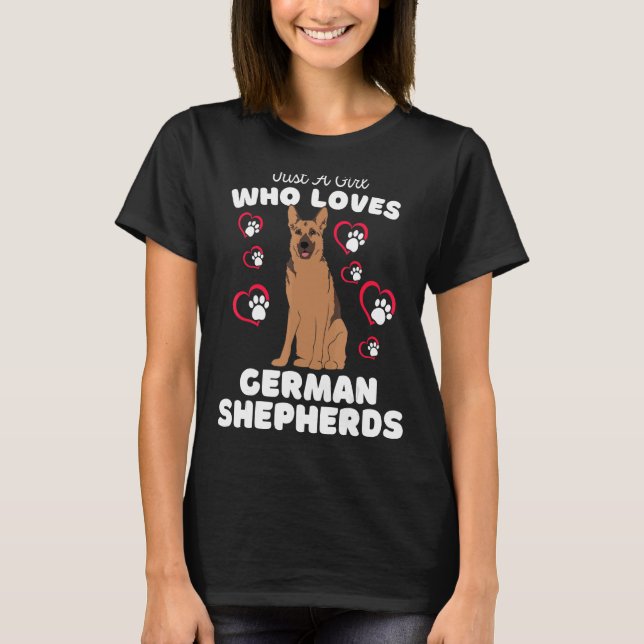 Bara en flicka som Kärlek tyska herdar Cute Sheph T Shirt (Framsida)