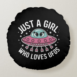 Bara en flicka som Kärlek UFO:s - Cute Alien Älska Rund Kudde