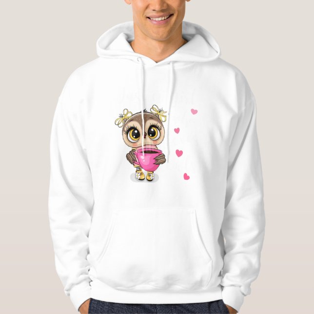Bara en flicka som Kärlek Uggla Shirt Funny Cute Hoodie (Framsida)
