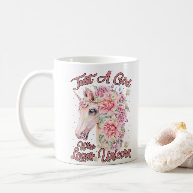 Bara en flicka som Kärlek Unicorn Kaffemugg (Med munk)
