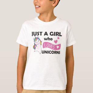 Bara en flicka som Kärlek Unicorns for Girls Heart T Shirt