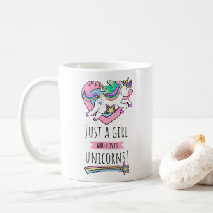 Bara en flicka som Kärlek Unicorns! Kaffemugg