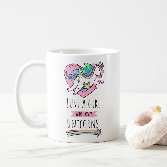 Bara en flicka som Kärlek Unicorns! Kaffemugg (Med munk)