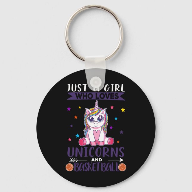 Bara en flicka som Kärlek Unicorns och Basketball Nyckelring (Framsida)
