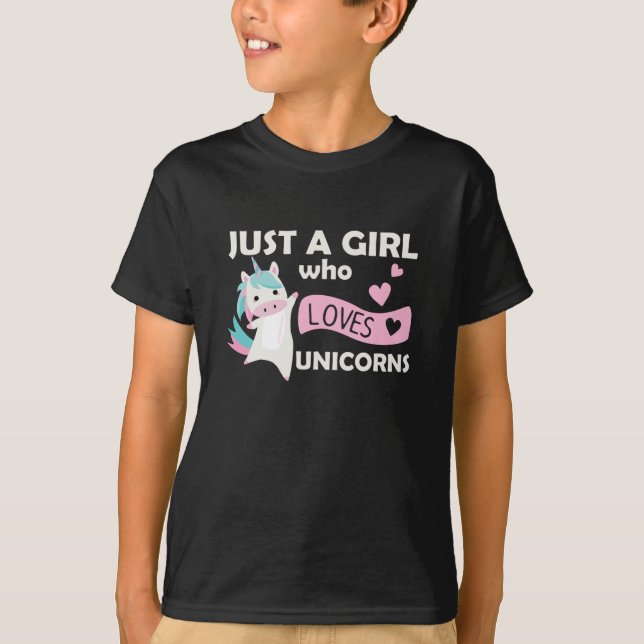 Bara en flicka som Kärlek Unicorns Rosa T Shirt (Framsida)