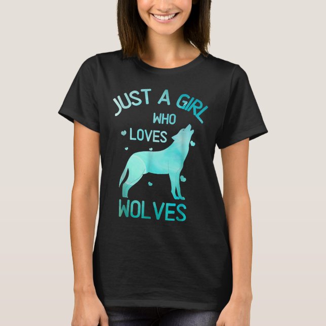 Bara en flicka som Kärlek Varg Cute Husky T Shirt (Framsida)