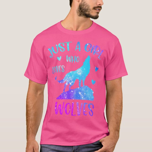 Bara en flicka som Kärlek Varg Girls T Shirt (Framsida)