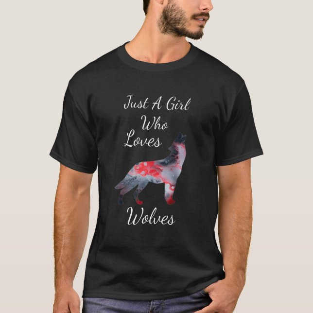 Bara en flicka som Kärlek Vargar cute Varg 1 T Shirt (Framsida)