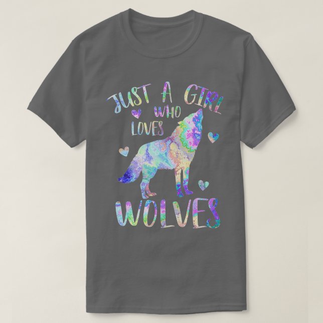 Bara en flicka som Kärlek Vargar Cute Varg Älskare T Shirt (Design framsida)