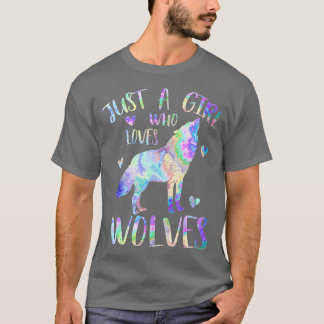 Bara en flicka som Kärlek Vargar Cute Varg Älskare T Shirt
