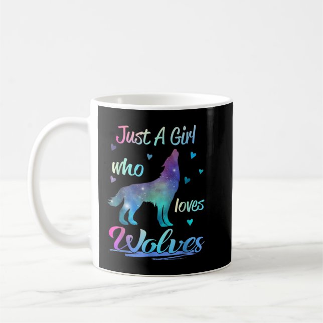 Bara en flicka som Kärlek Vargar Cute Varg Silhoue Kaffemugg (Vänster)