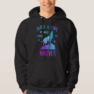 Bara en flicka som Kärlek Vargar för Varg Hoodie