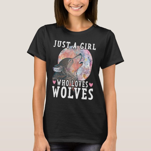 Bara en flicka som Kärlek Vargar Forest Animal Var T Shirt (Framsida)