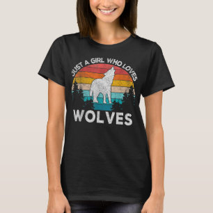 Bara en flicka som Kärlek Vargar Retro Varg Älskar T Shirt
