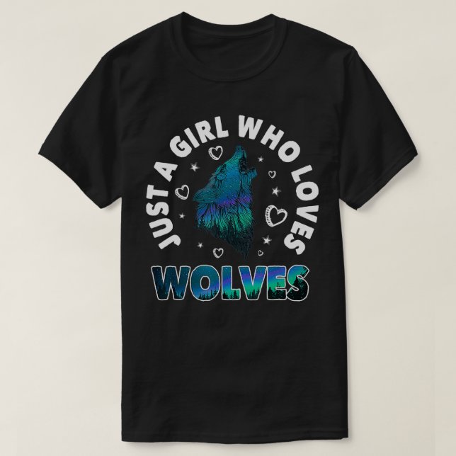 Bara en flicka som kärlek Vargar  Varg Älskare Wom T Shirt (Design framsida)
