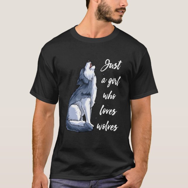 Bara en flicka som Kärlek Vargar Varg Kärlek T Shirt (Framsida)