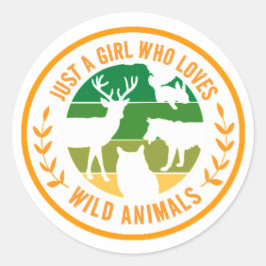 Bara en flicka som kärlek vilda djur ger en gåva runt klistermärke