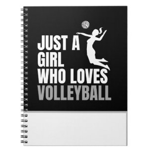 Bara en flicka som Kärlek Volleyball Black & White Anteckningsbok