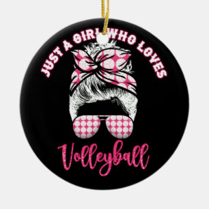 Bara en flicka som Kärlek Volleyball Girls Julgransprydnad Keramik