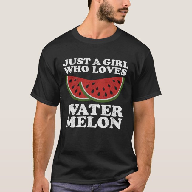 Bara en flicka som Kärlek Watermelon Summer Retro  T Shirt (Framsida)
