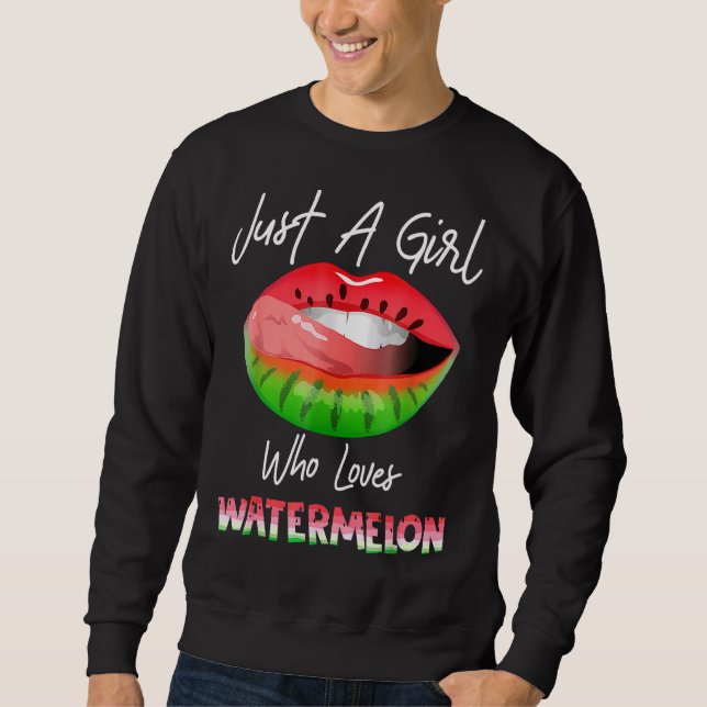 Bara en flicka som Kärlek Watermelon Watermelon Lä Lång Ärmad Tröja (Framsida)