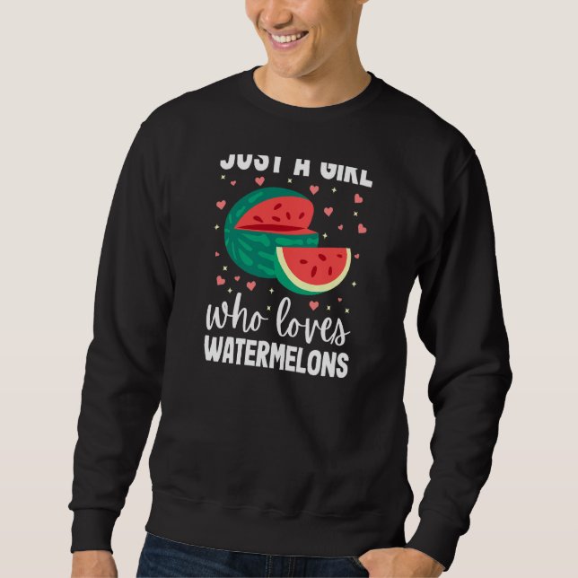 Bara en flicka som Kärlek Watermelons Summer Water Lång Ärmad Tröja (Framsida)