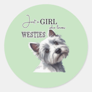 Bara en flicka som Kärlek Westies Cute Westie Art Runt Klistermärke