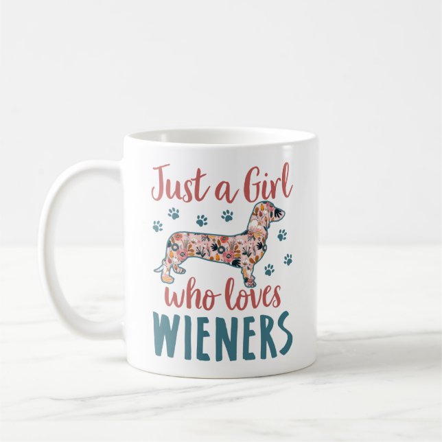 Bara en flicka som Kärlek Wiener Dachshund Älskare Kaffemugg (Vänster)