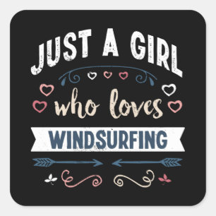 Bara en flicka som kärlek Windsurfing Funny Gifts Fyrkantigt Klistermärke