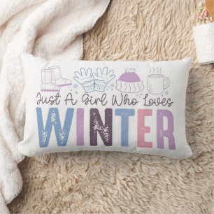 Bara en flicka som Kärlek Winter Cute Säsong Desig Lumbarkudde